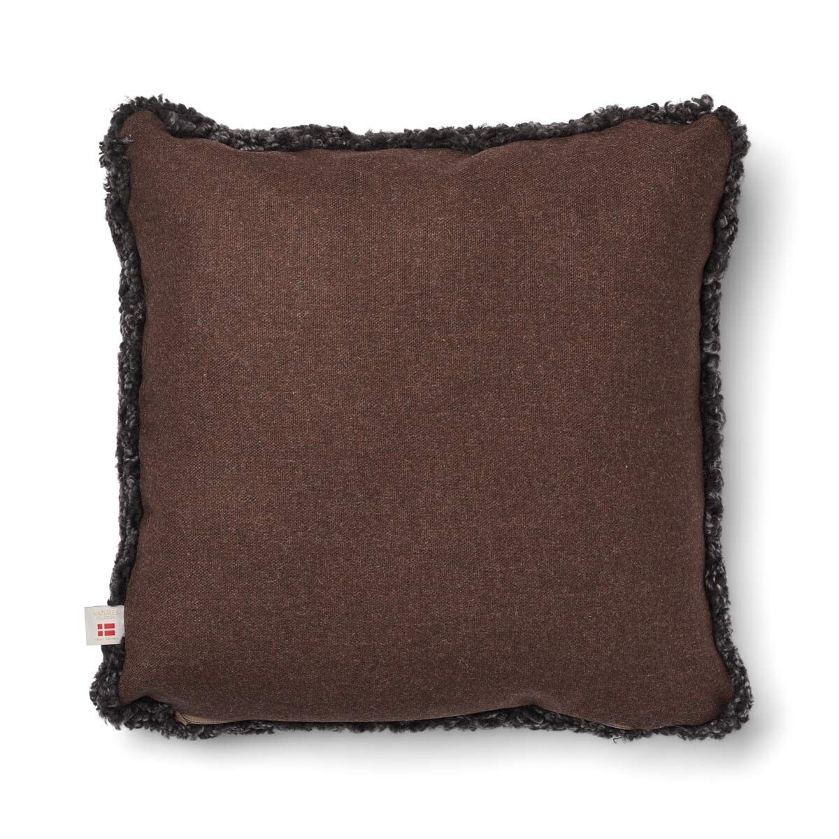 Coussin en laine courte de mouton Marron/Cappuccino