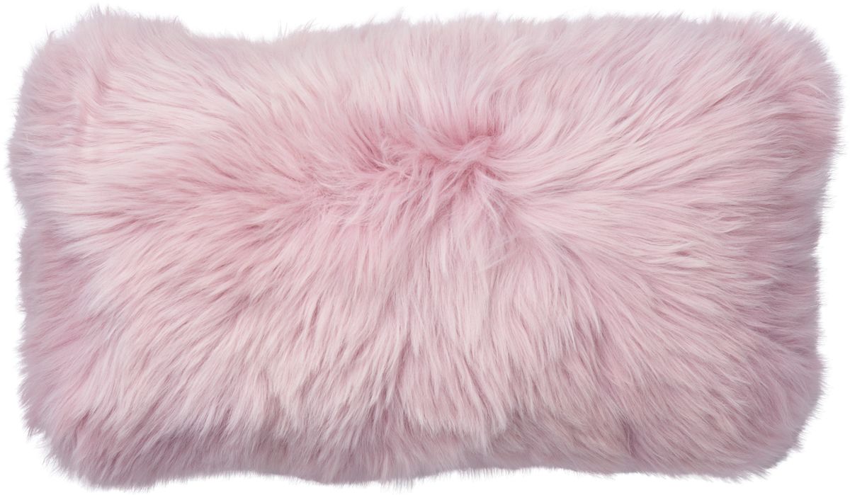 Coussin en peau de mouton longue laine Rose Léger