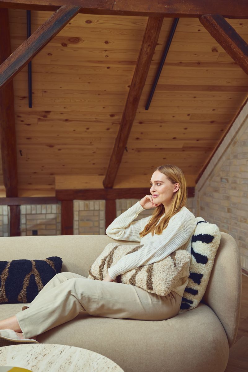 Coussin zébré Taupe/Noir