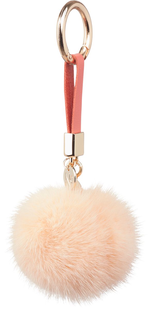 Porte-clés Pompon en vison Rose pêche