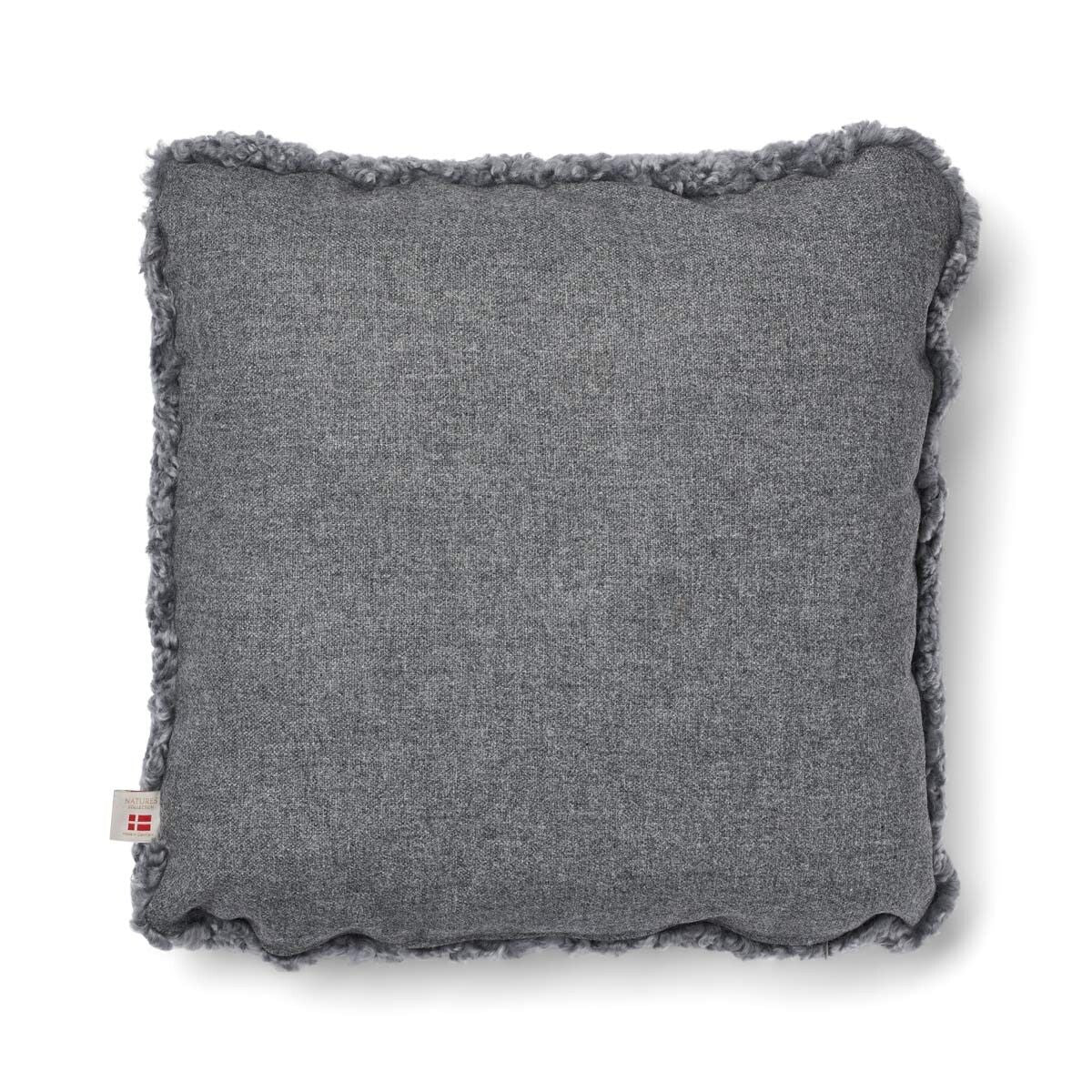 Coussin en laine courte de mouton Pierre/Gris clair