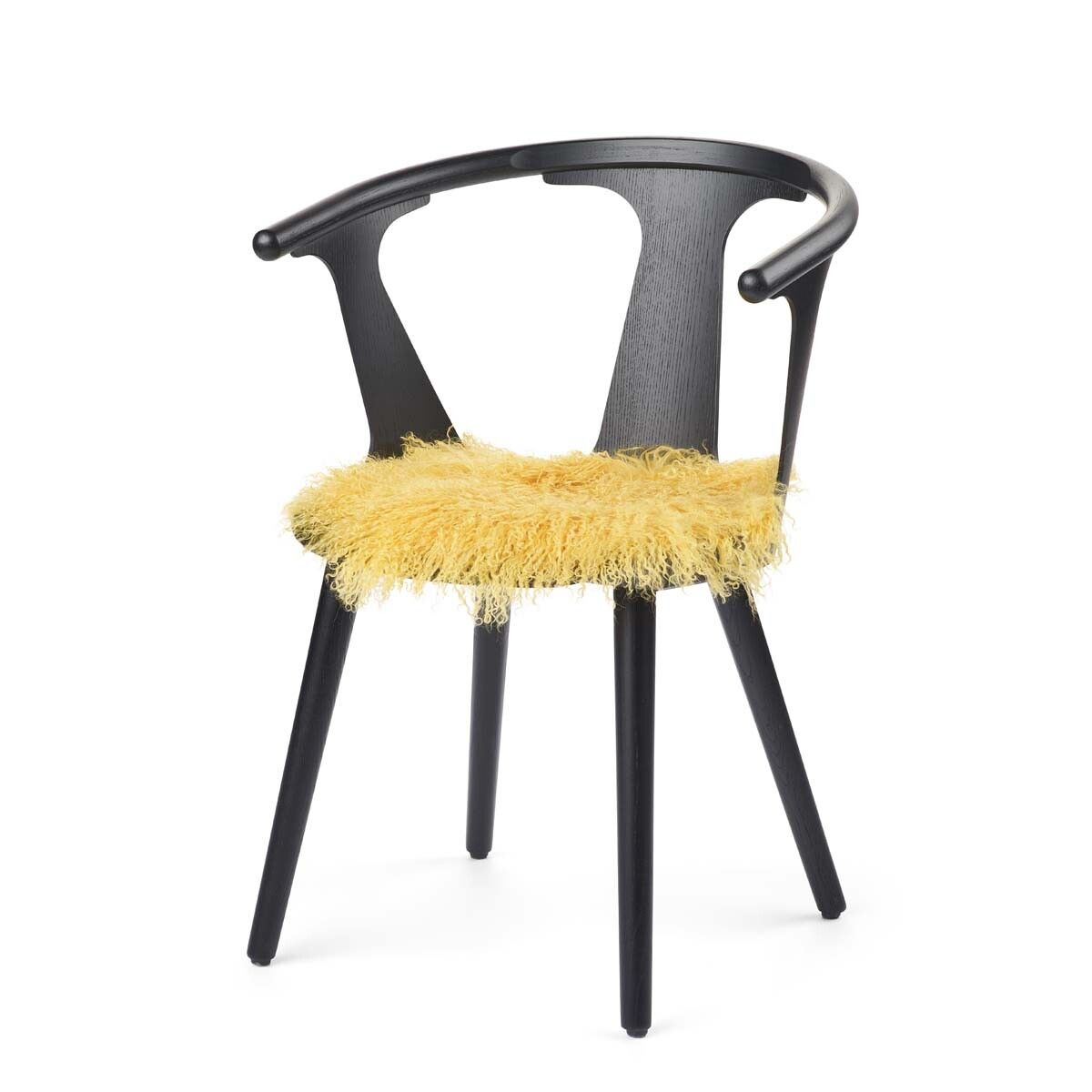 Dessus de siège en peau de mouton tibétaine | Ø38 cm Citron