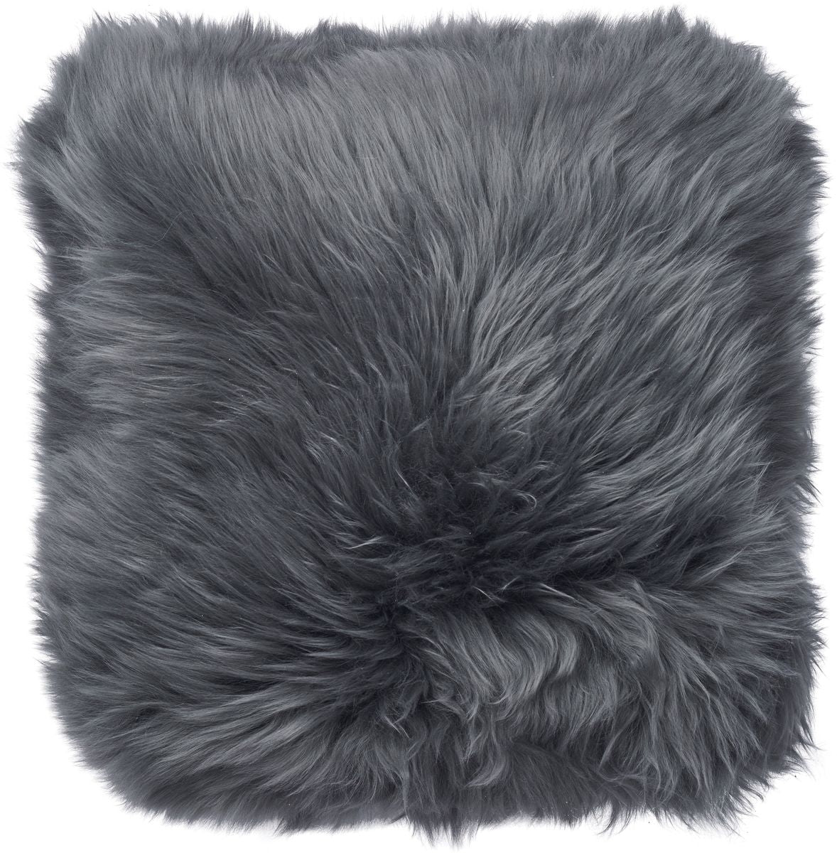 Coussin en peau de mouton longue laine Acier