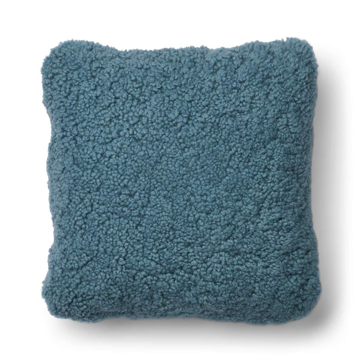 Coussin en laine courte de mouton Bleu fumée