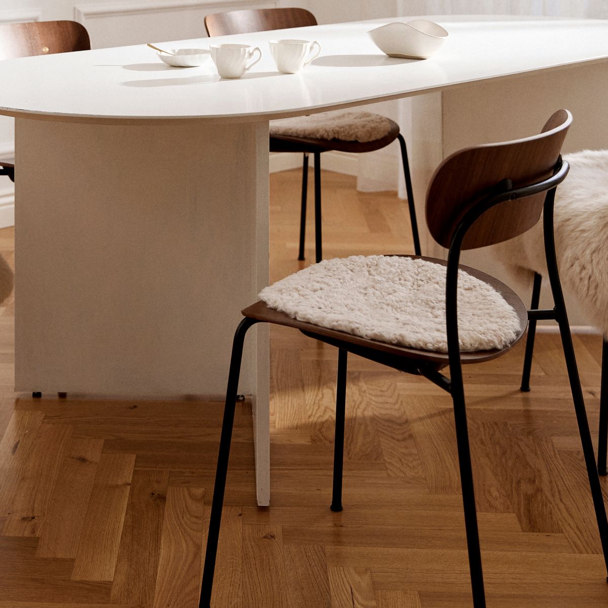 Dessus de siège en peau de mouton bouclée à laine courte | Ø38 cm Anthracite