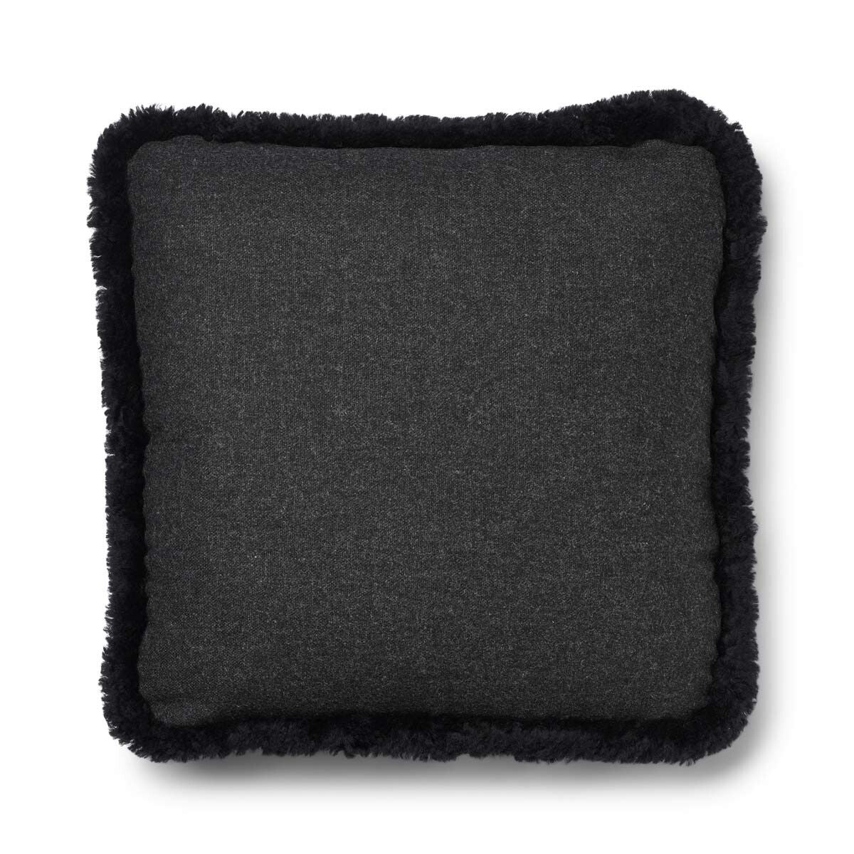 Coussin en laine courte de mouton Fusain/Noir