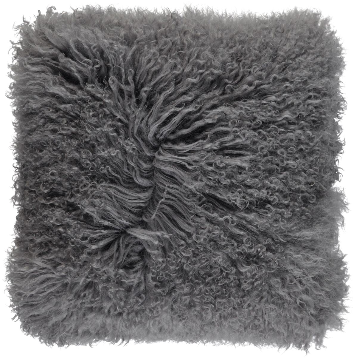 Coussin en peau de mouton bouclée Acier