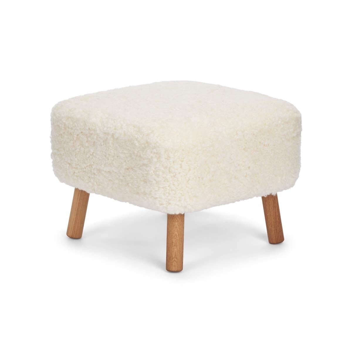 Repose-pieds Emily | Peau de mouton | Laine courte Ivoire