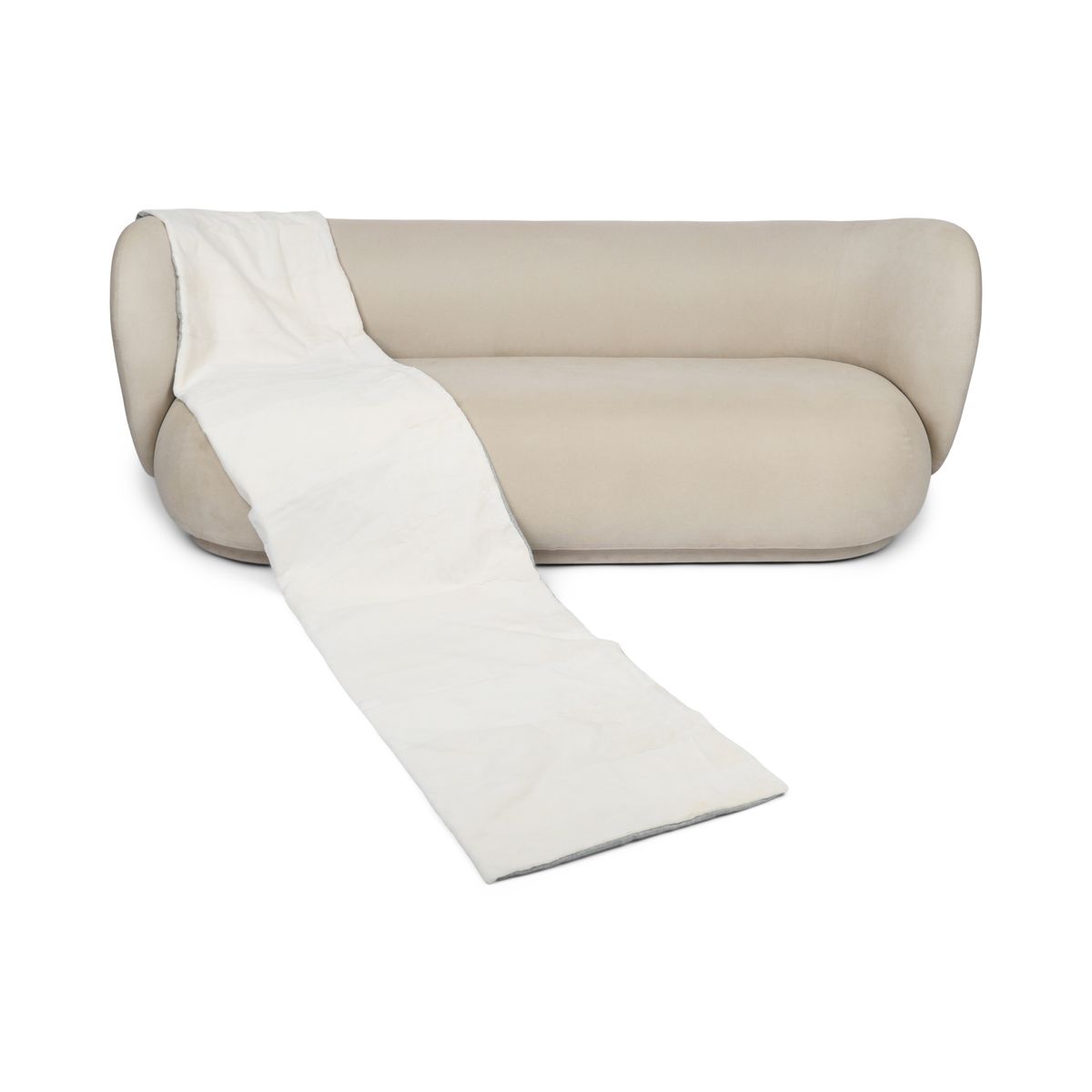 Plaid en vison | Dos en cachemire | Blanc | 52x258 cm