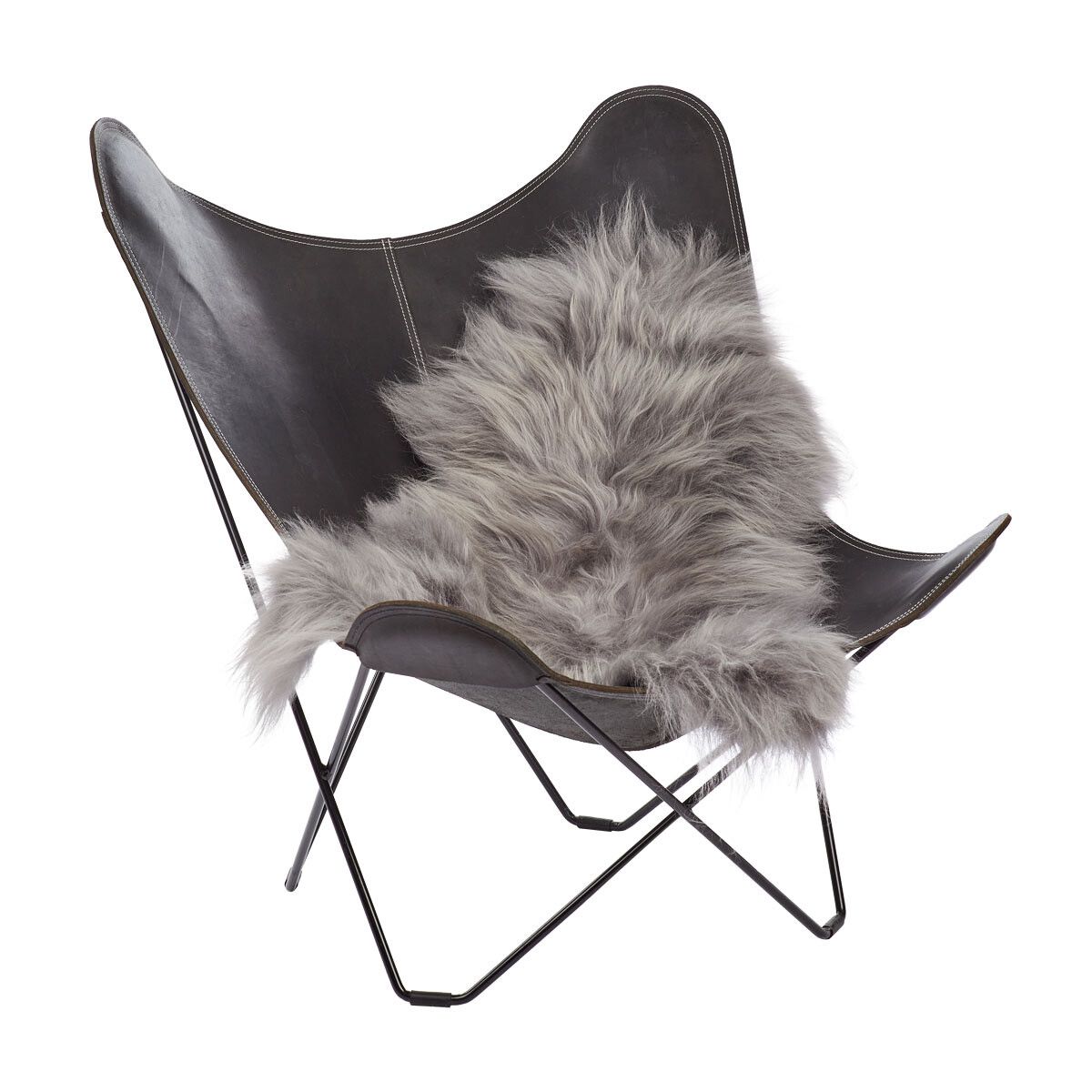 Peau de mouton islandaise | Laine longue | 90 cm Gris Brisa