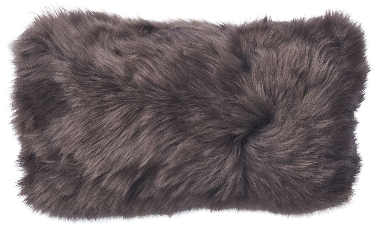 Coussin en peau de mouton longue laine Noyer