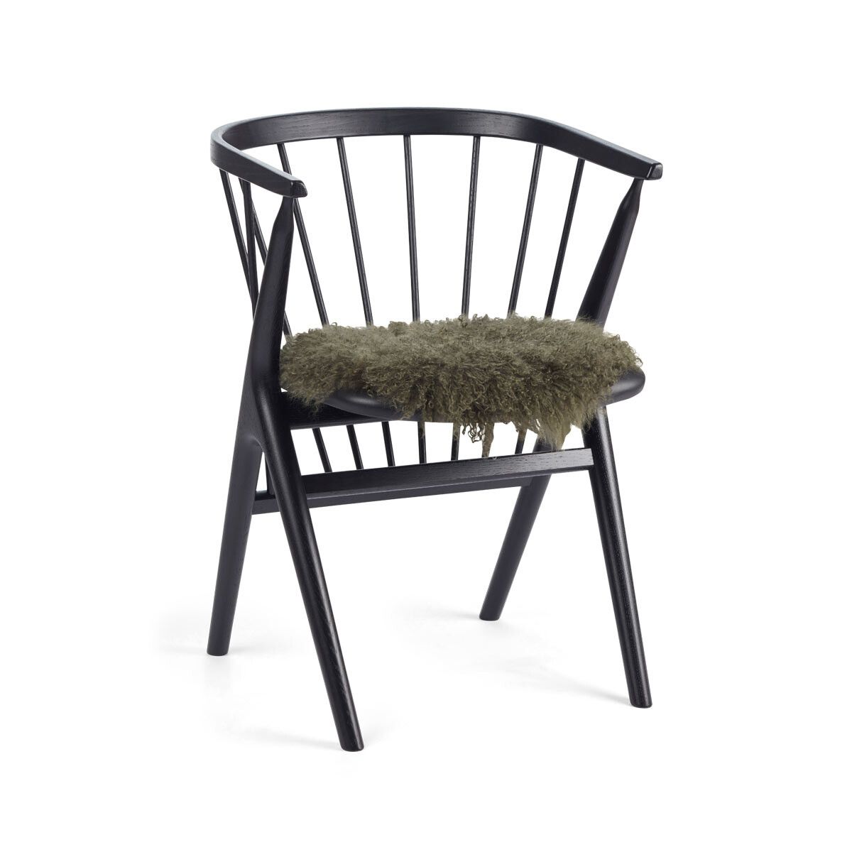 Dessus de siège en peau de mouton tibétaine | Ø38 cm Vert Haie