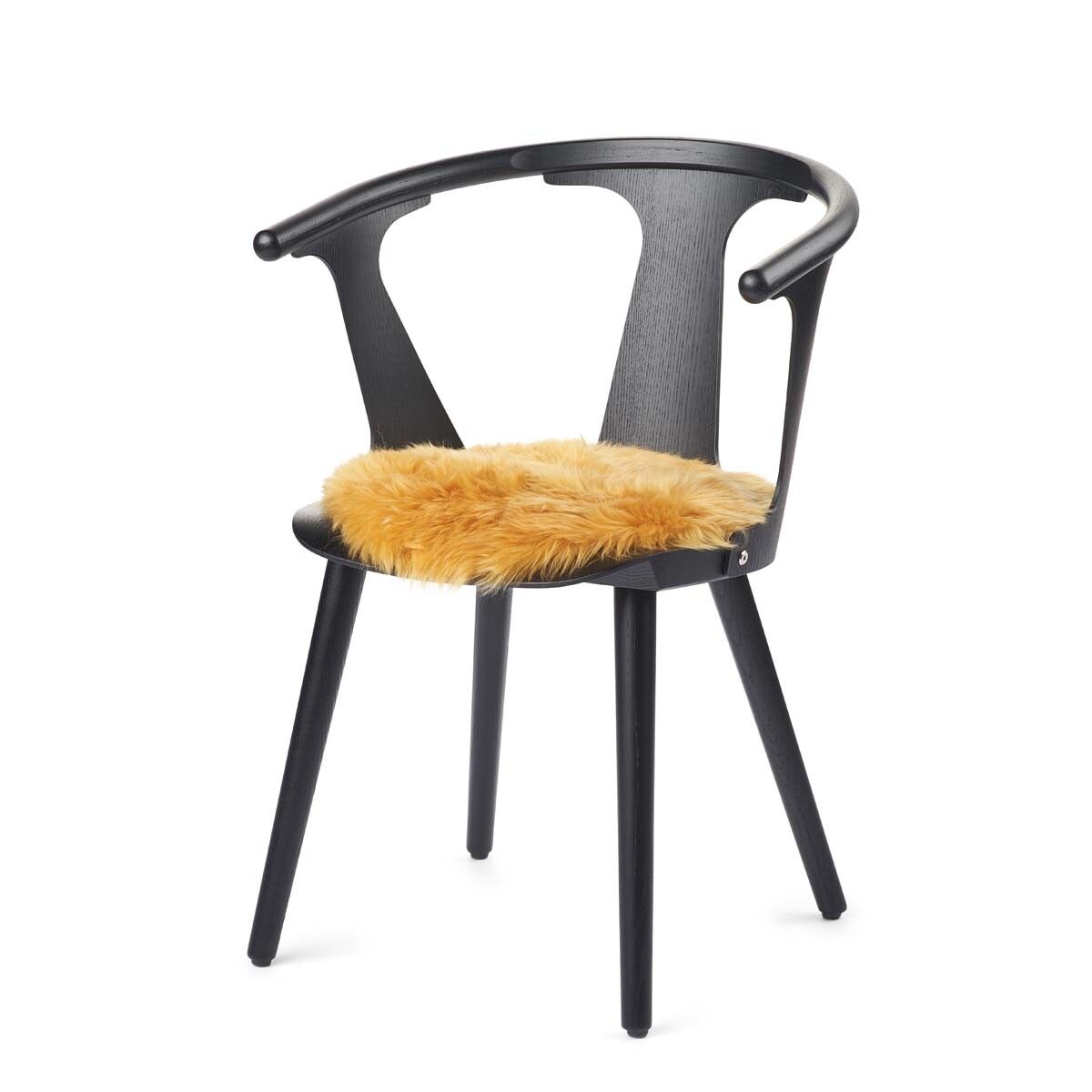 Dessus de siège en peau de mouton | Laine longue | Ø38 cm Jaune Impérial
