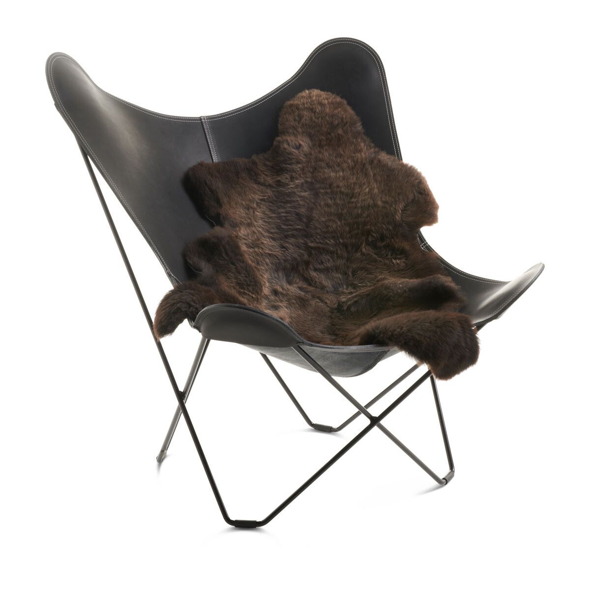 Peau de mouton d’Angleterre | 120+ cm Brun foncé naturel