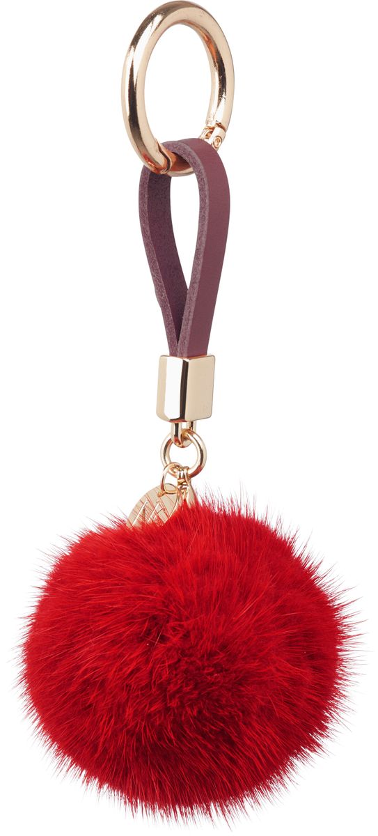 Porte-clés Pompon en vison Orange Rouge