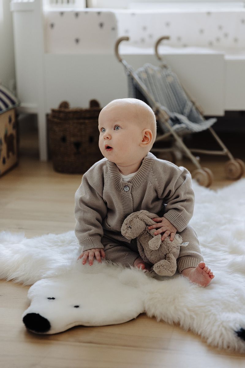 Tapis ours polaire en peau de mouton Noir/Blanc