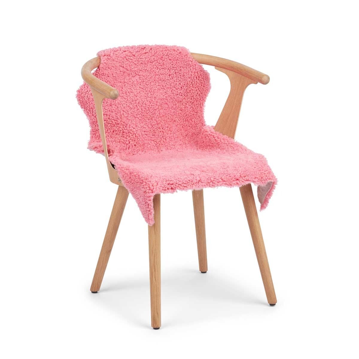 Peau de mouton courte en laine 90 cm Rose Léger