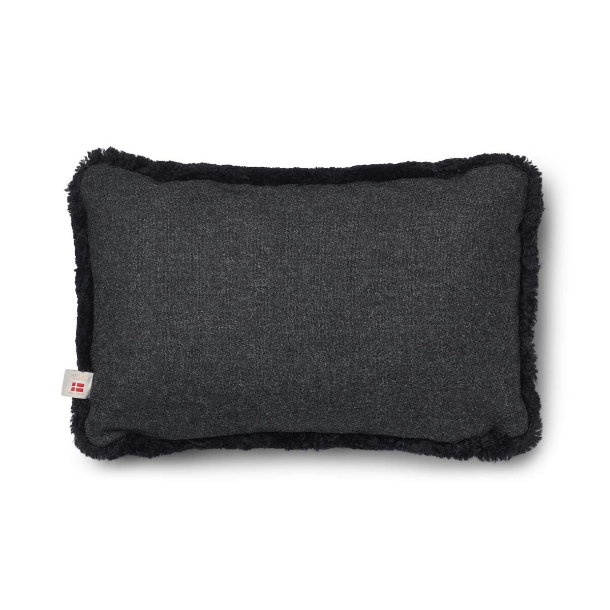 Coussin en laine courte de mouton Fusain/Noir