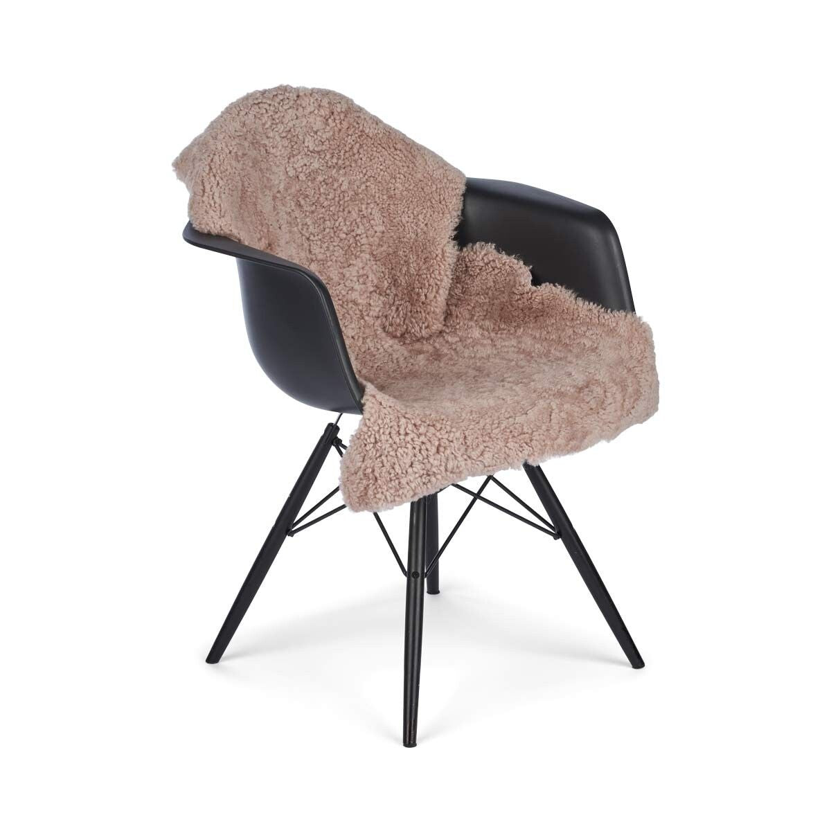 Peau de mouton à laine courte bouclée 90 cm Gris fumée