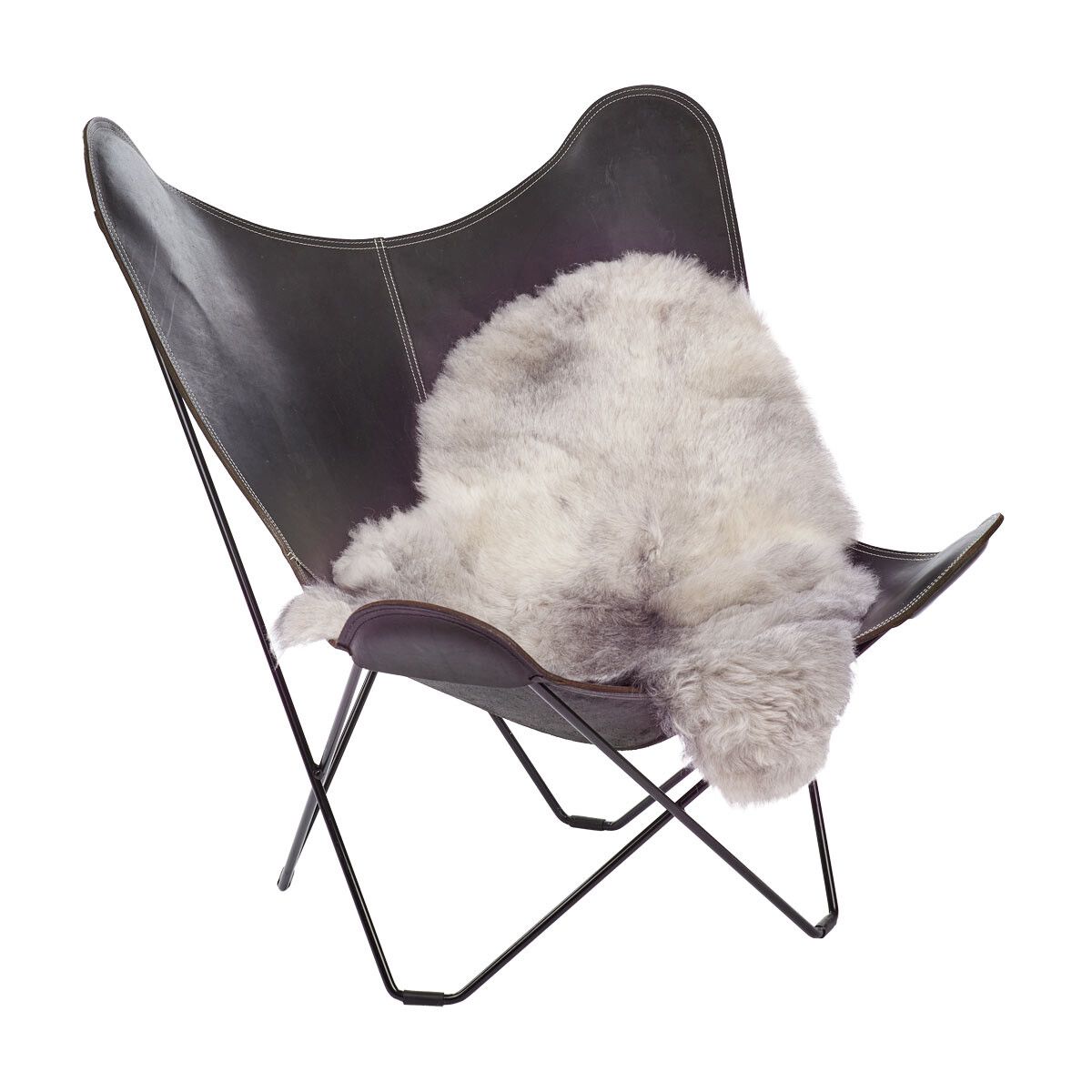 Peau de mouton islandaise | Laine courte | 90-100 cm Gris Naturel