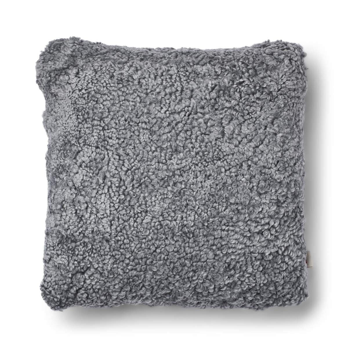 Coussin en laine courte de mouton Pierre/Gris clair