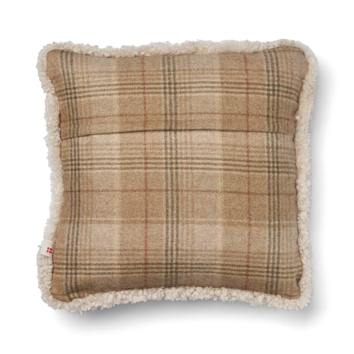 Coussin en laine courte de mouton Sable-Beige/Pearl