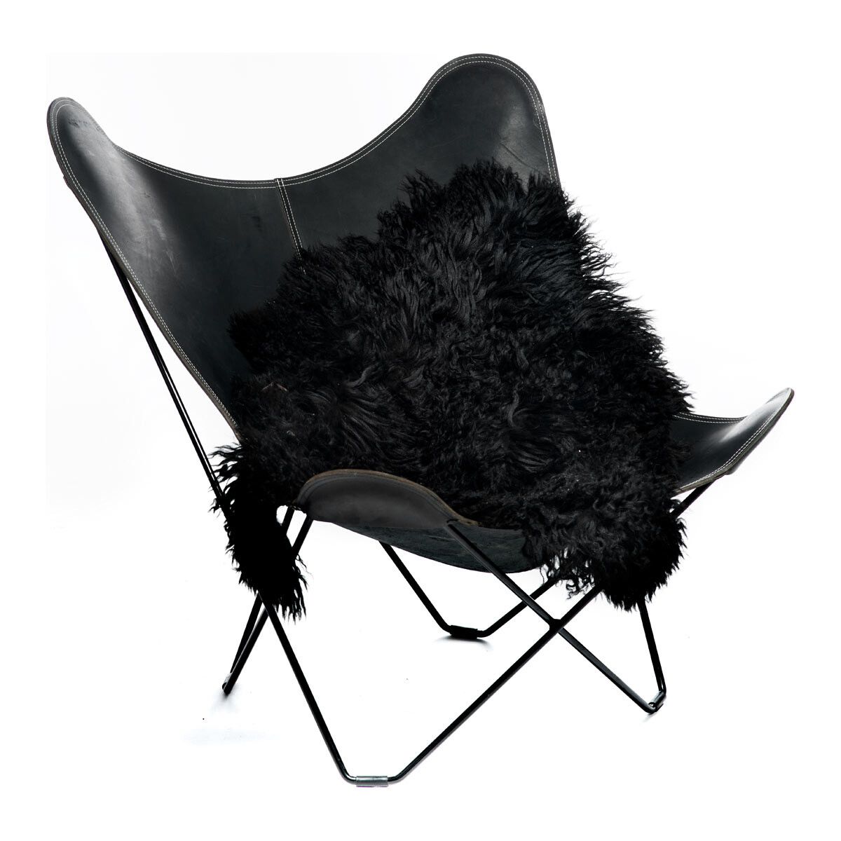 Peau de mouton bouclée 90 cm Noirâtre
