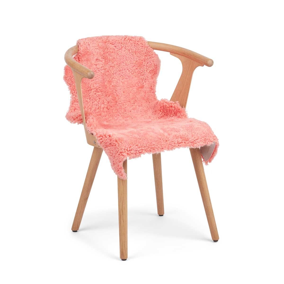 Peau de mouton courte en laine 90 cm Pêche