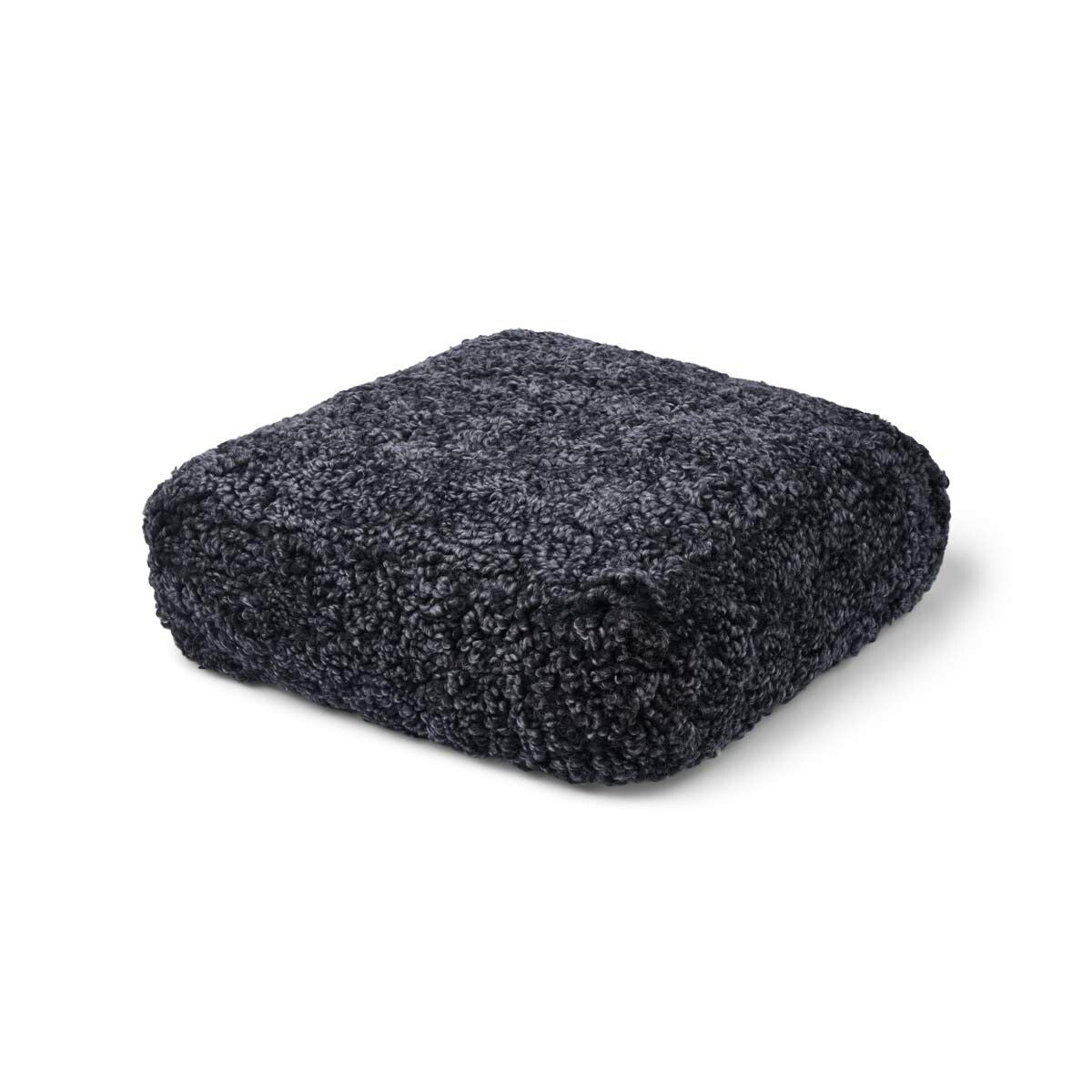 Pouf en peau de mouton bouclée | Laine courte Anthracite