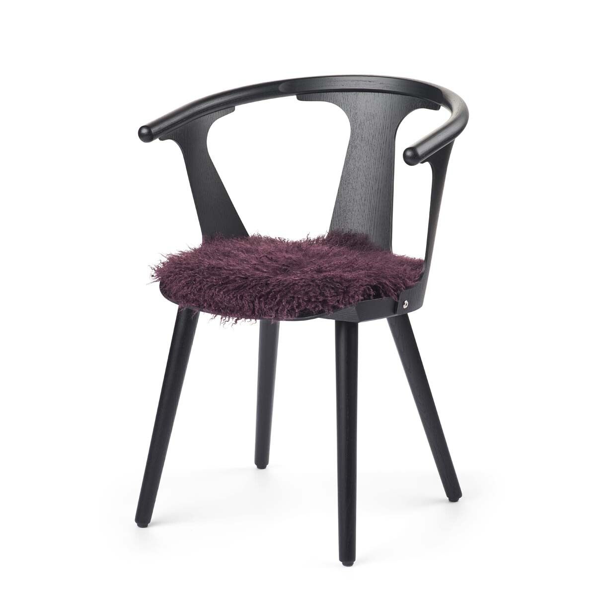 Dessus de siège en peau de mouton tibétaine | Ø38 cm Aubergine