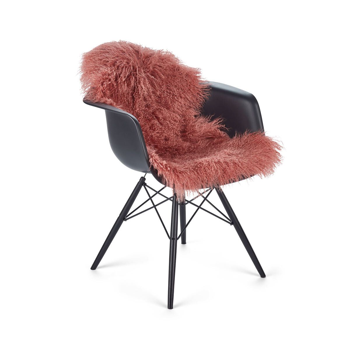 Peau de mouton bouclée 85x50 cm Vieille Rose