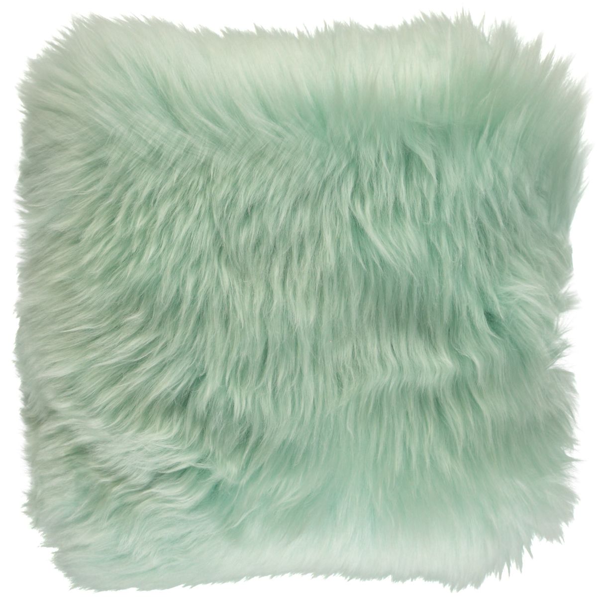 Coussin en peau de mouton longue laine Menthe
