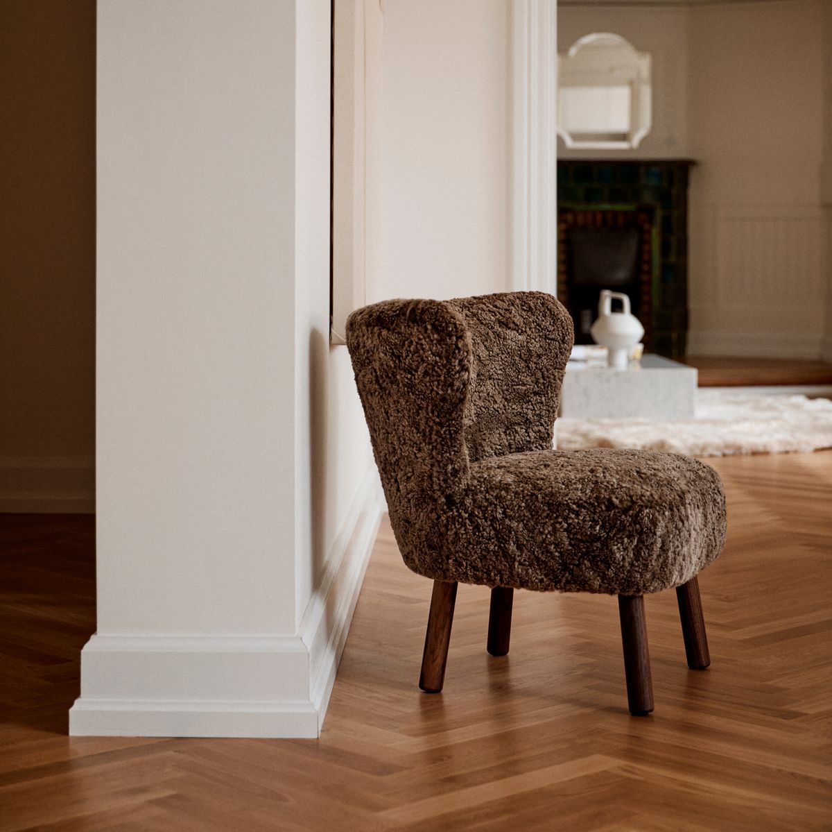 Fauteuil lounge Emily | Laine courte Anthracite