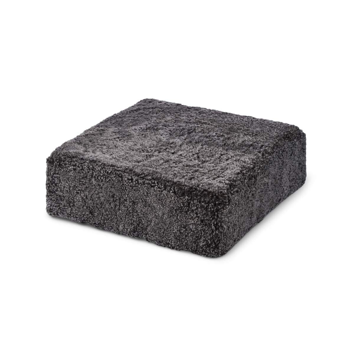 Pouf en peau de mouton bouclée | Laine courte Cappuccino