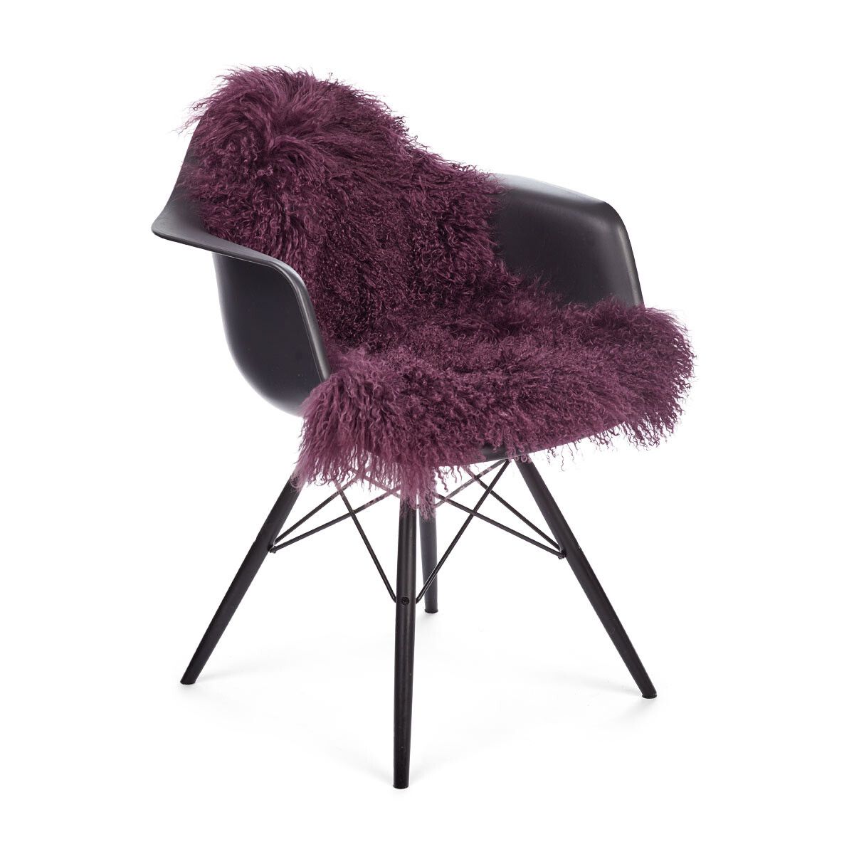 Peau de mouton bouclée 85x50 cm Aubergine