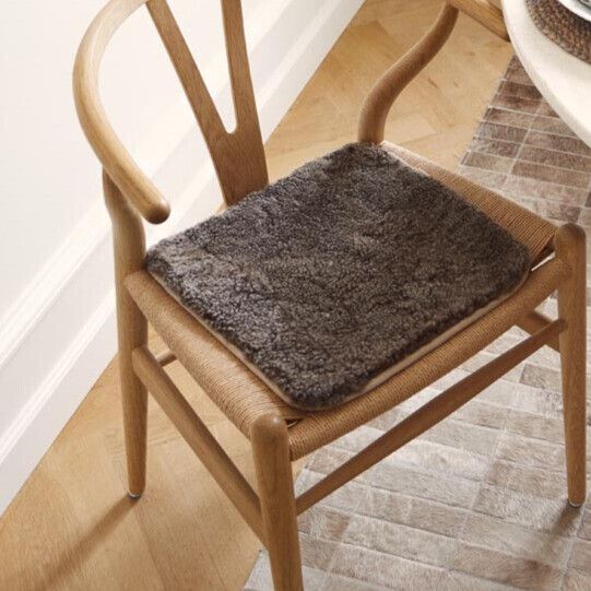 Dessus de siège en peau de mouton tibétaine | Ø38 cm Anthracite