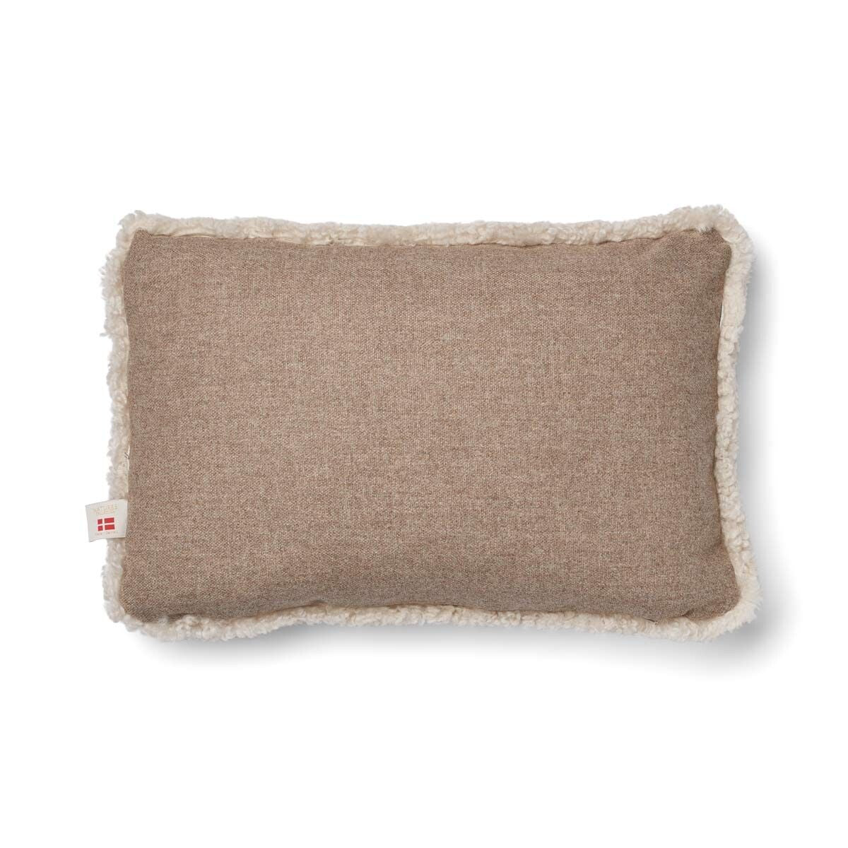 Coussin en laine courte de mouton Beige/Perle