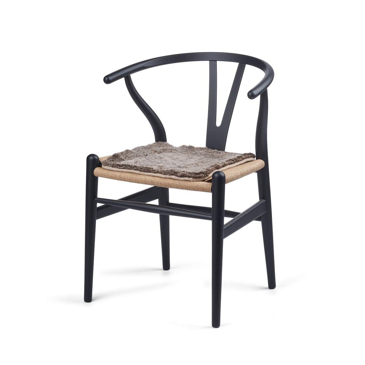 Dessus de siège en peau de mouton tibétaine | Ø38 cm Taupe