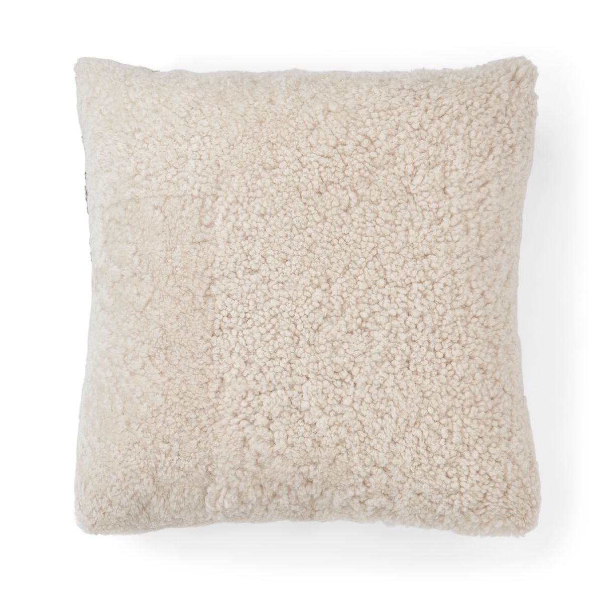 Coussin en laine courte de mouton Taupe/Gris clair/Beige