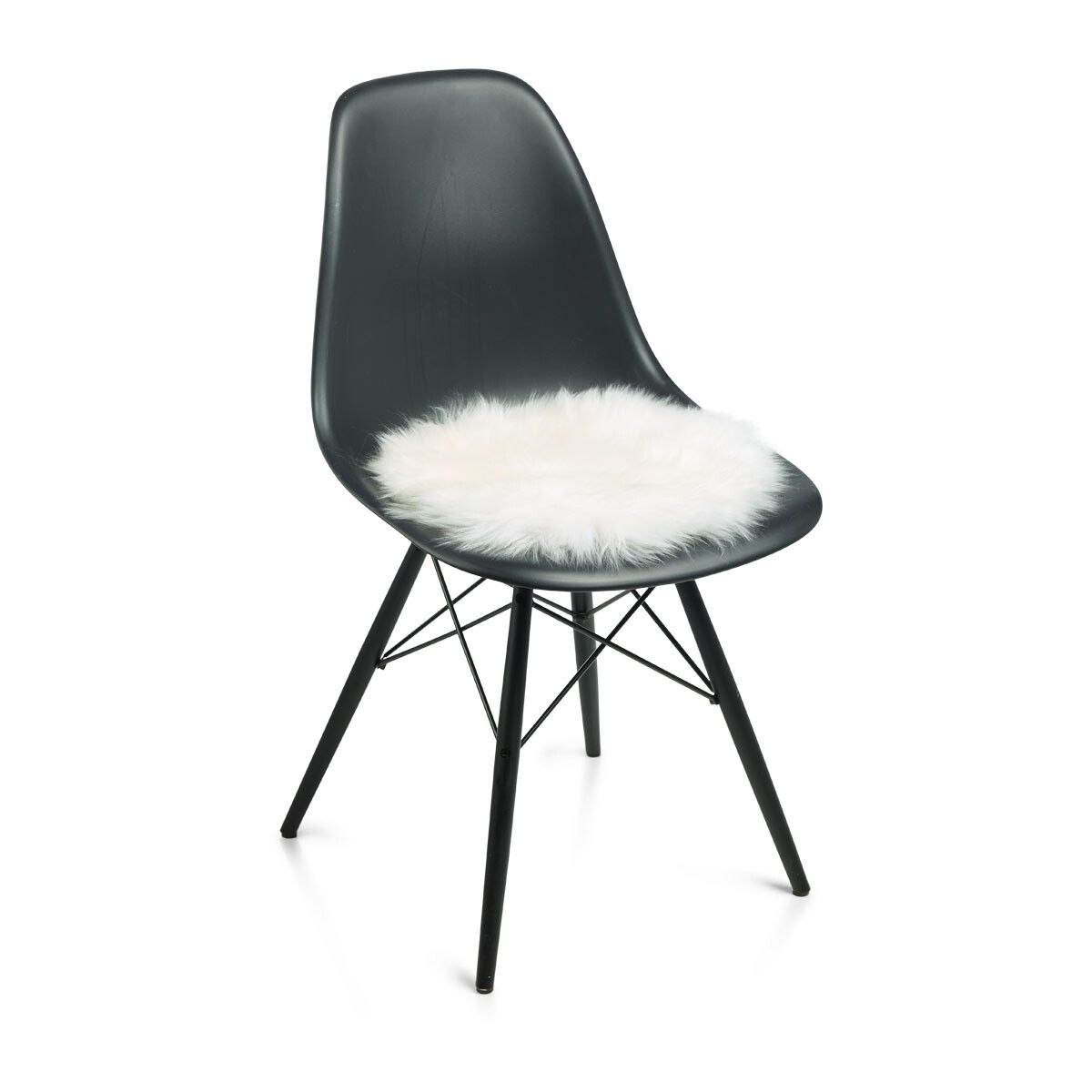 Dessus de siège en peau de mouton | Laine longue | Ø38 cm Ivoire