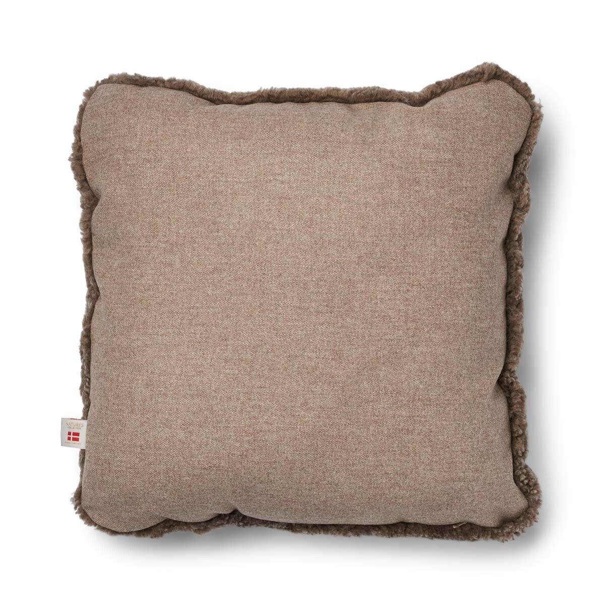 Coussin en laine courte de mouton Beige/Taupe