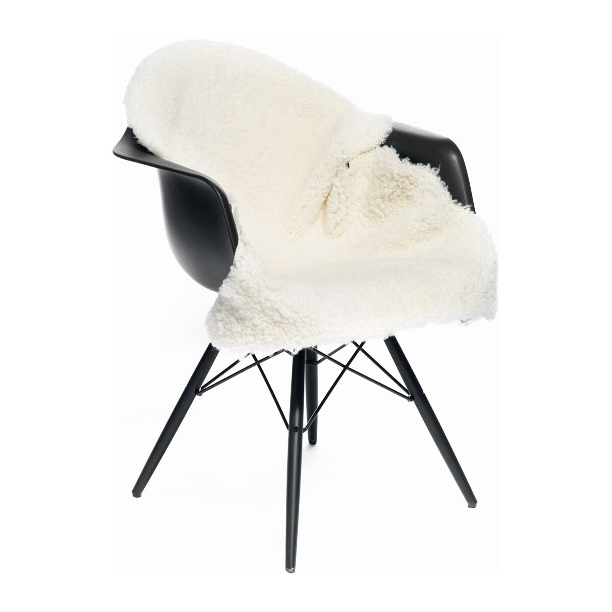 Peau de mouton à laine courte bouclée 90 cm Ivoire