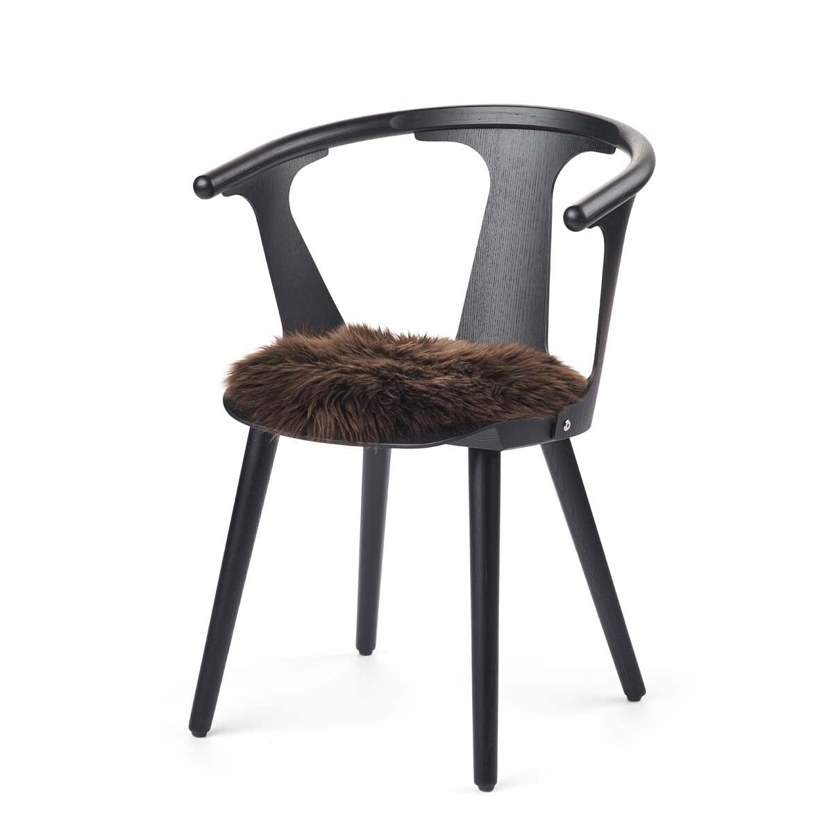 Dessus de siège en peau de mouton | Laine longue | Ø38 cm Chocolat