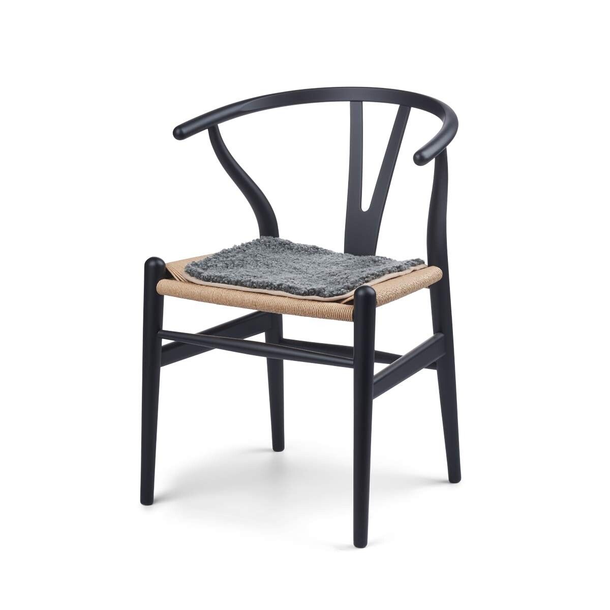 Dessus de siège en peau de mouton tibétaine | Ø38 cm Graphite