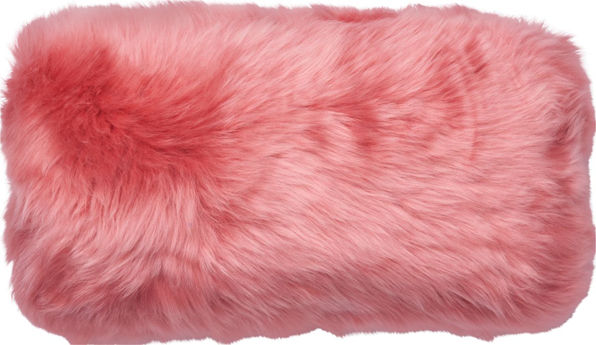 Coussin en peau de mouton longue laine Lantana corail