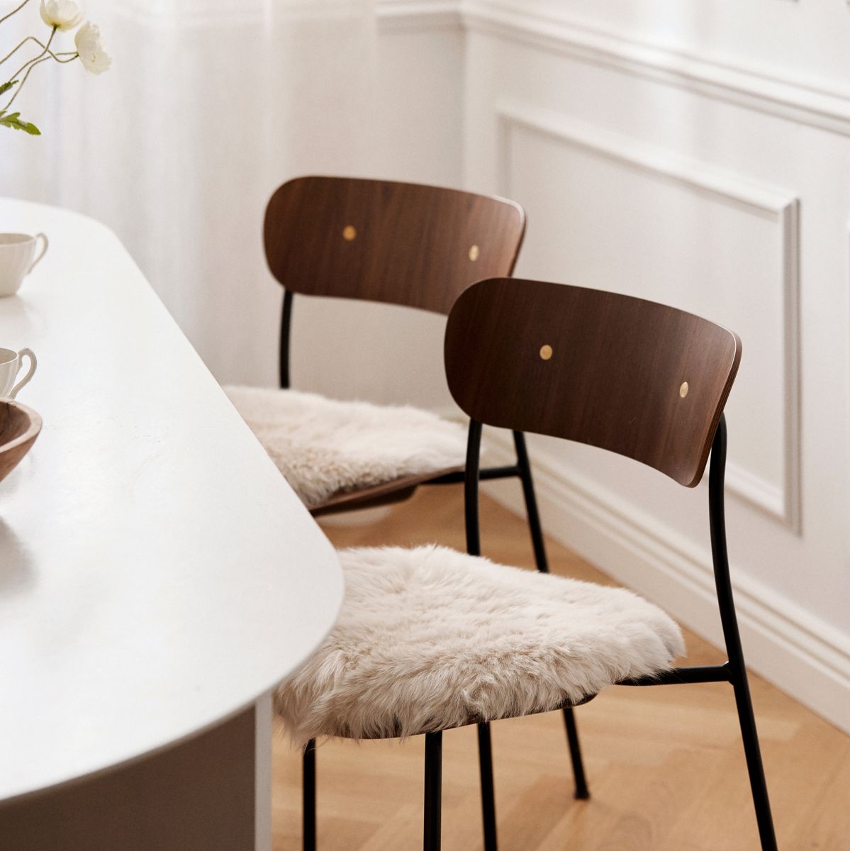 Dessus de siège en peau de mouton | Laine longue | Ø38 cm Aubergine