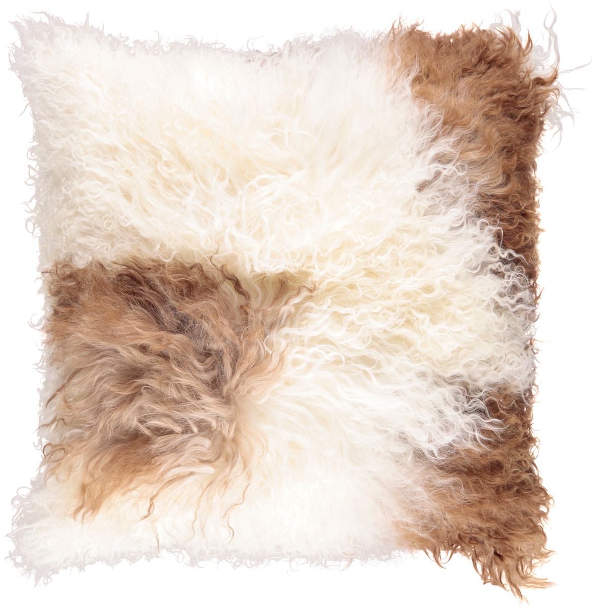 Coussin bouclé Blanc/Marron/Mix