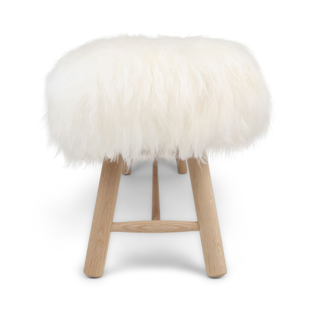 Banc Theo | Peau de mouton islandais | Pieds en chêne Blanc Cassé