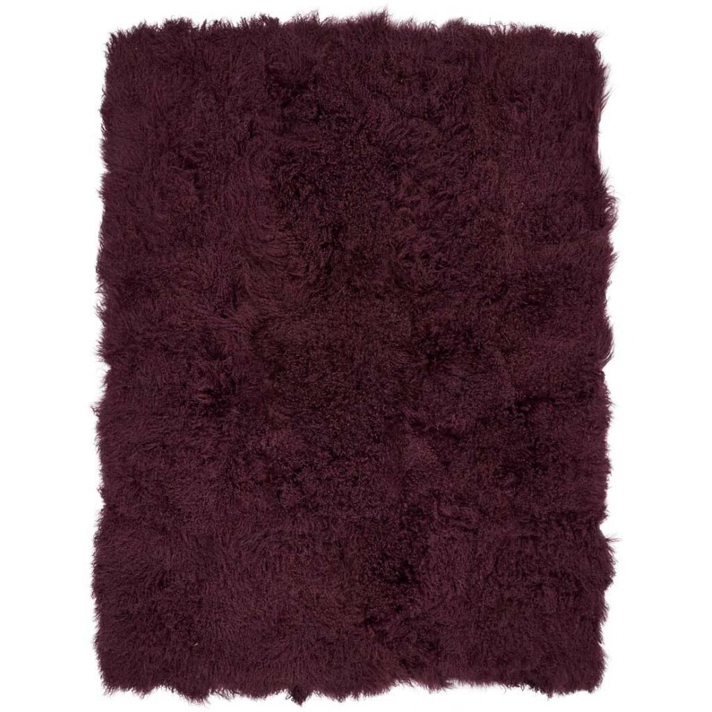 Jeté en peau de mouton bouclée 140 × 180 cm Aubergine