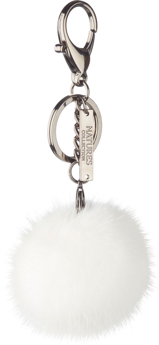 Porte-clés Pompon en vison Blanc